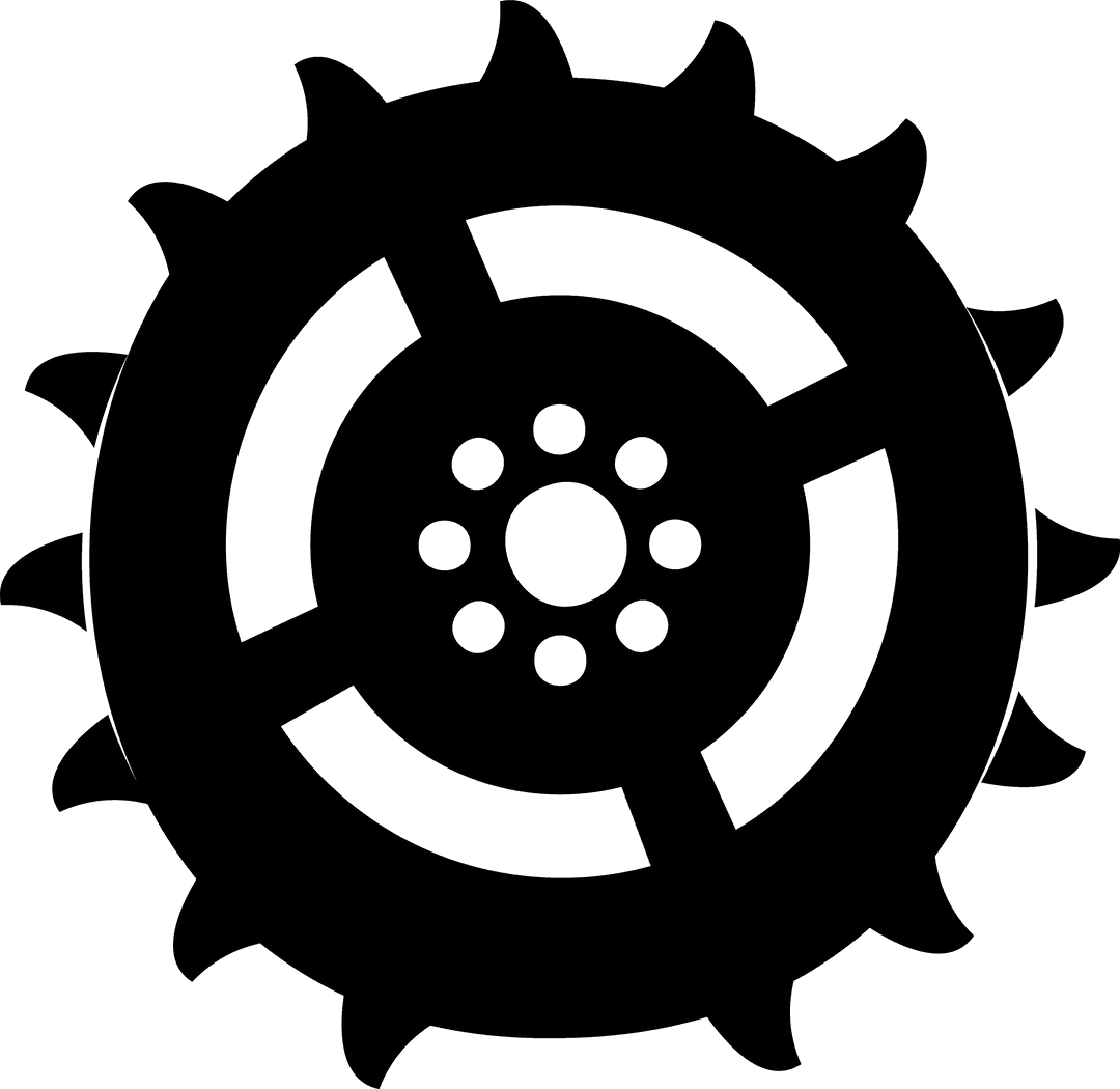 Silhouette of Mechanical Gear with Transparent Background