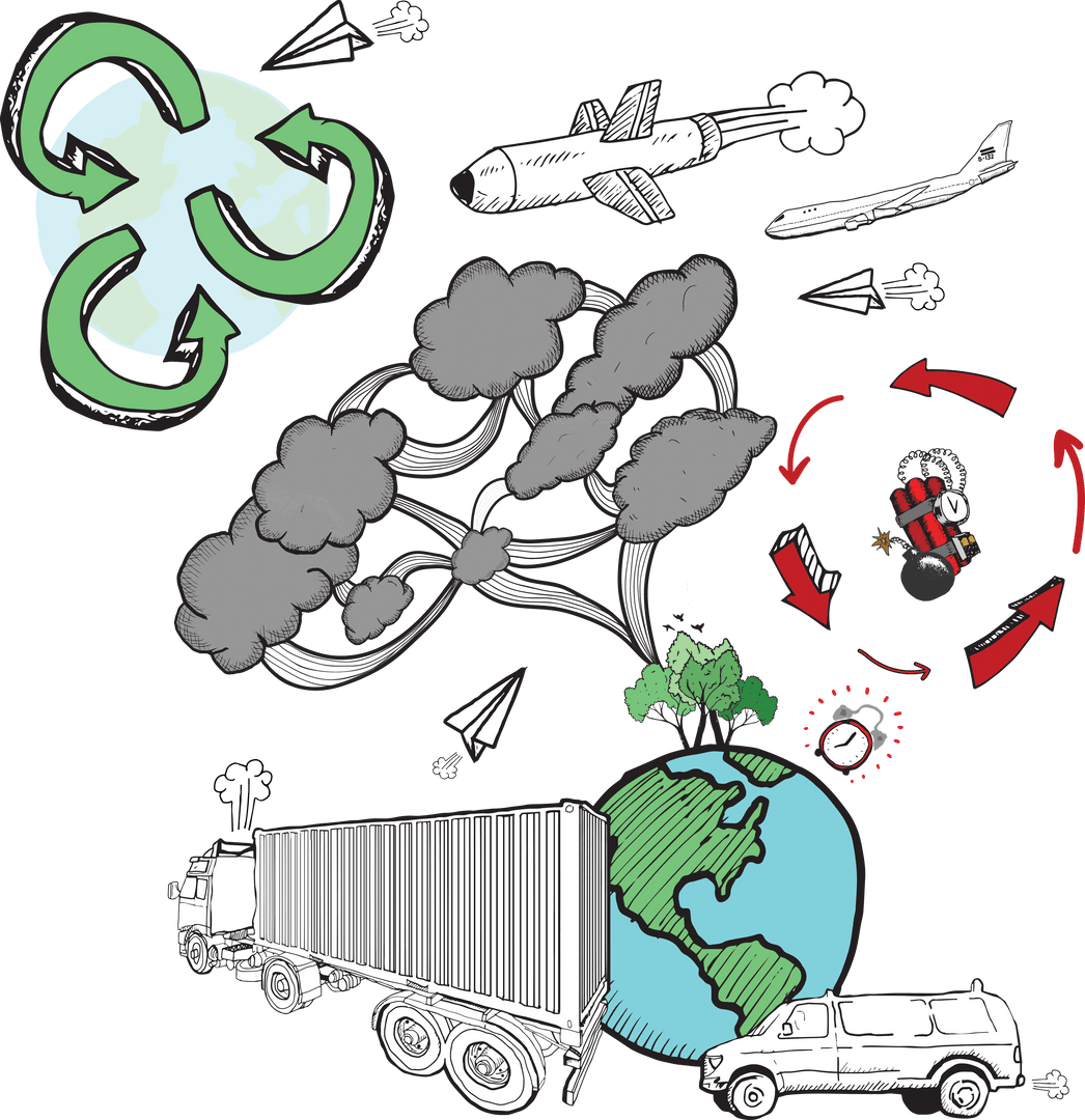 Transparent Vector Transport and Ecology Concepts with Delivery Icons