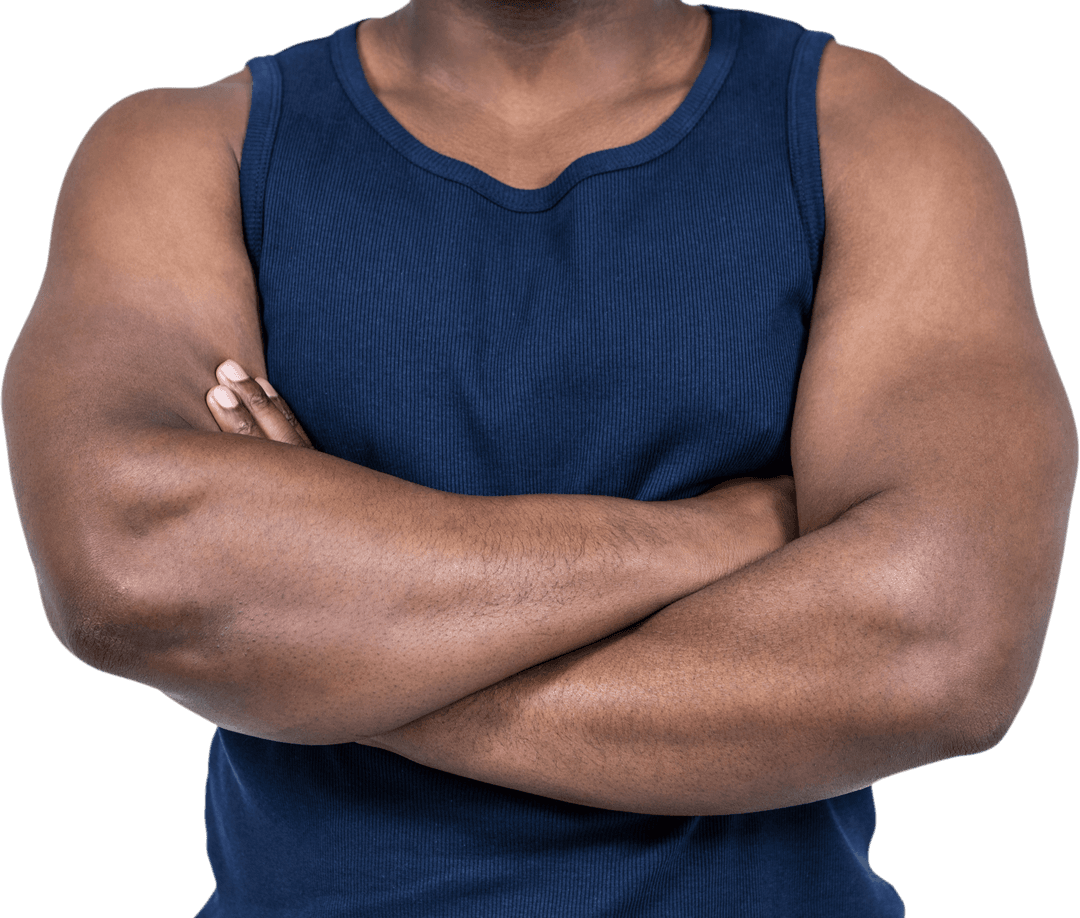 Fit Man in Transparent Background with Arms Crossed