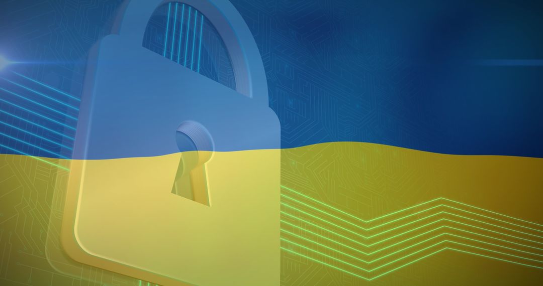 Digital Security and Ukraine Crisis with Padlock Symbol
