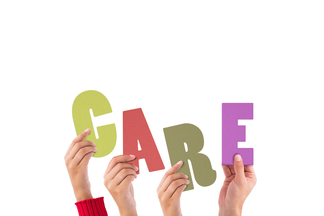 Hands Holding Care Letters Transparent Background Illustration