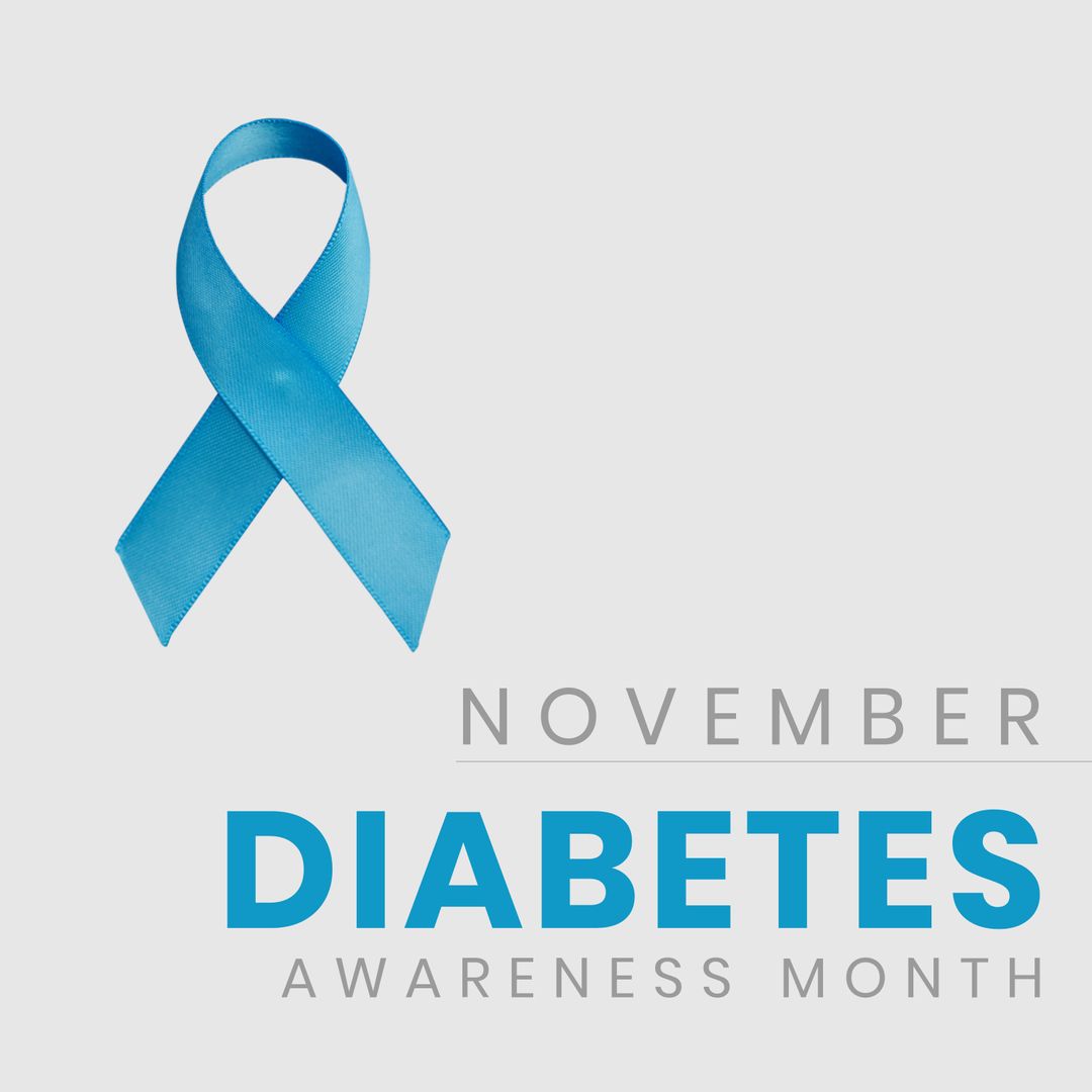 Diabetes Awareness Month Blue Ribbon Concept