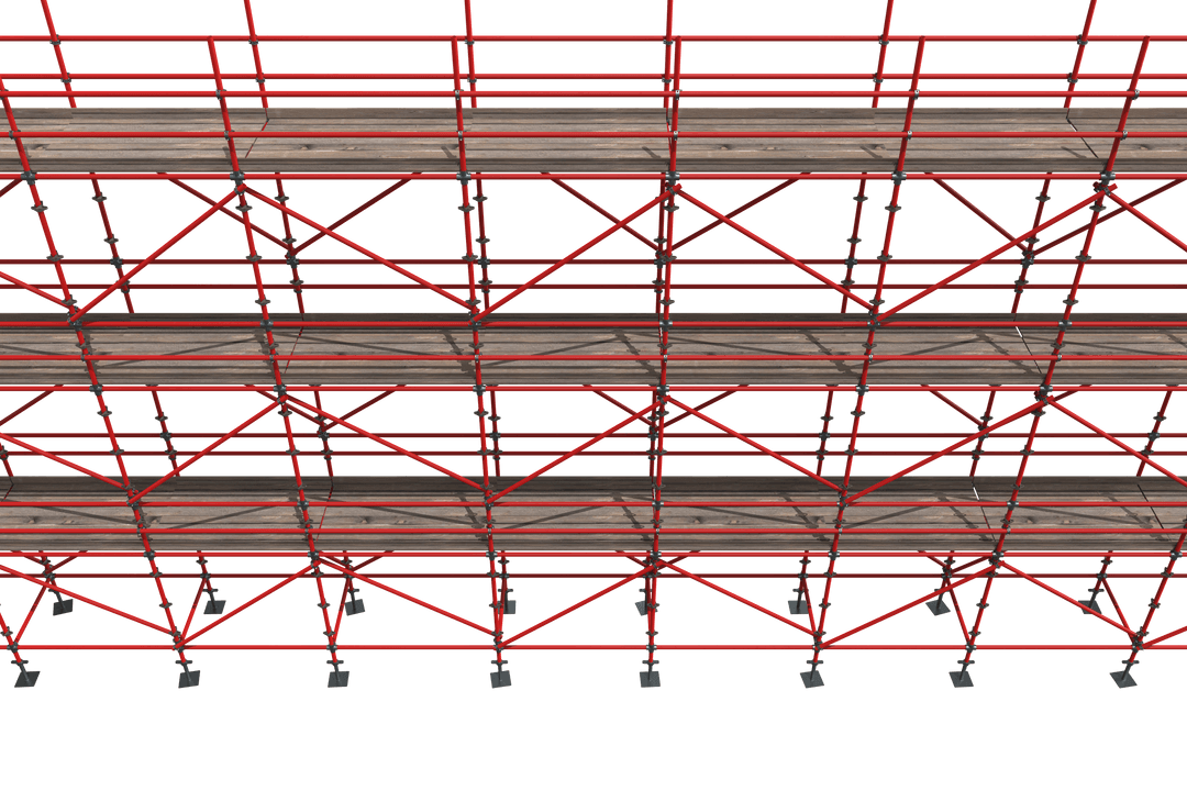 Transparent 3D Construction Scaffolding Render on White Background
