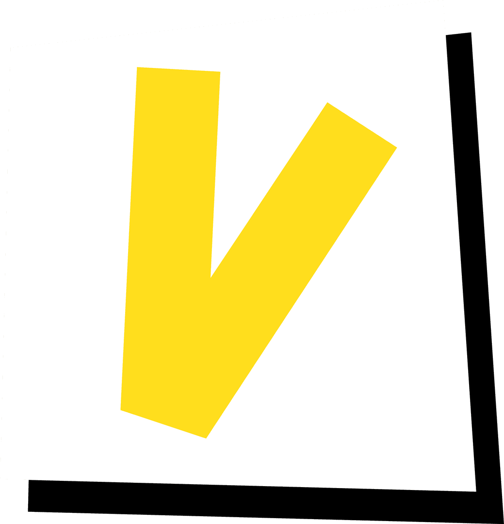Yellow V on Minimalist Transparent White and Black Contrast