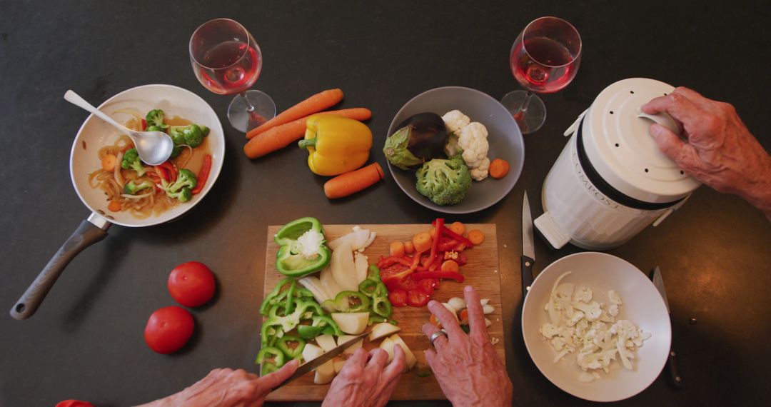 Senior Couple Preparing Healthy Meal Together - Free Images, Stock Photos and Pictures on Pikwizard.com