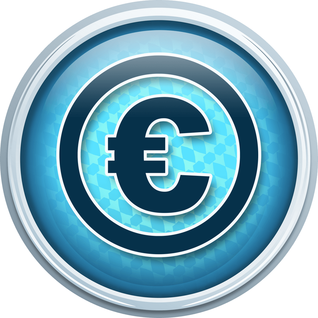 Transparent Euro Currency Symbol in Blue Circular Design
