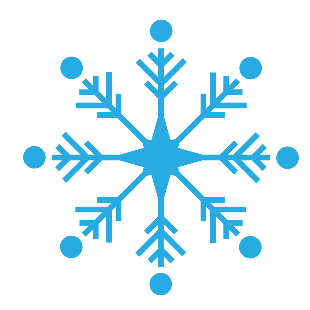 Delicate Blue Digital Snowflake Isolated on Transparent Background