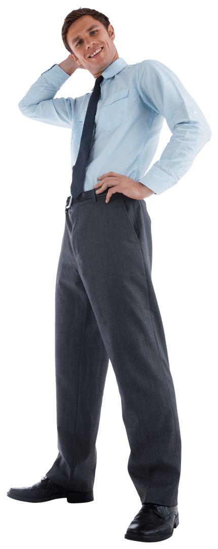 Transparent Young Businessman Contemplating Confidently