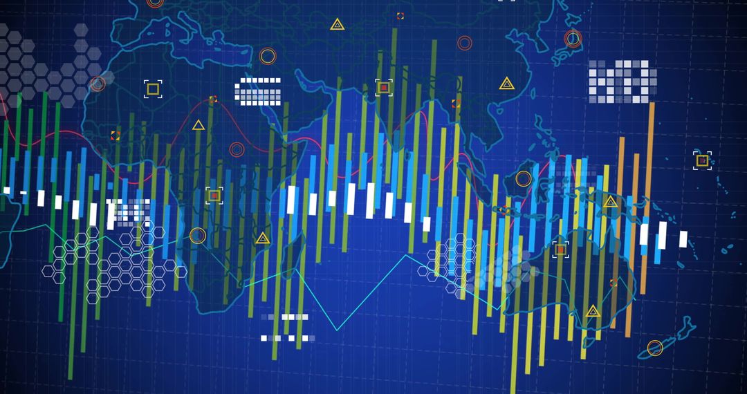 Global Data Flow and Digital Interface on World Map