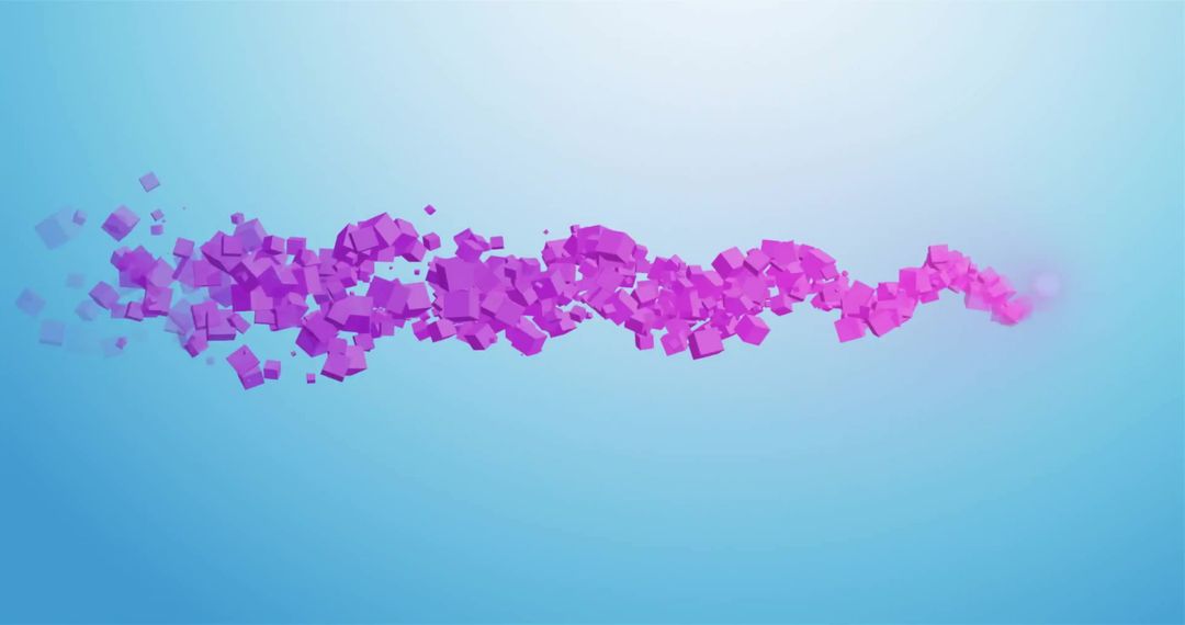 Futuristic Purple 3D Particle Flow on Blue Background