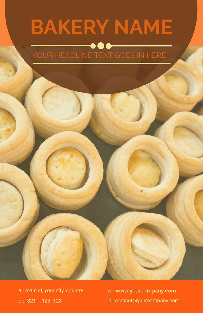 Freshly Baked Vol-au-Vents Display with Advertisement Overlay
