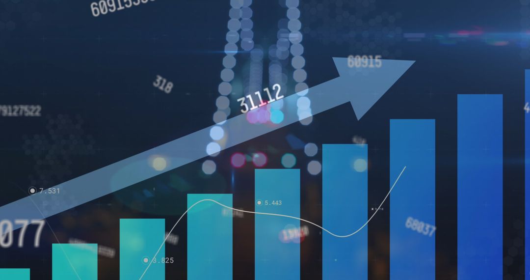 Financial Data Visualization with Growth Arrow Overlay