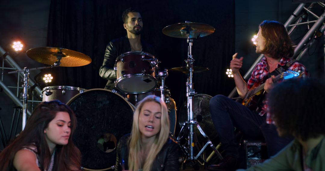 Band Rehearsal with Musicians Collaborating