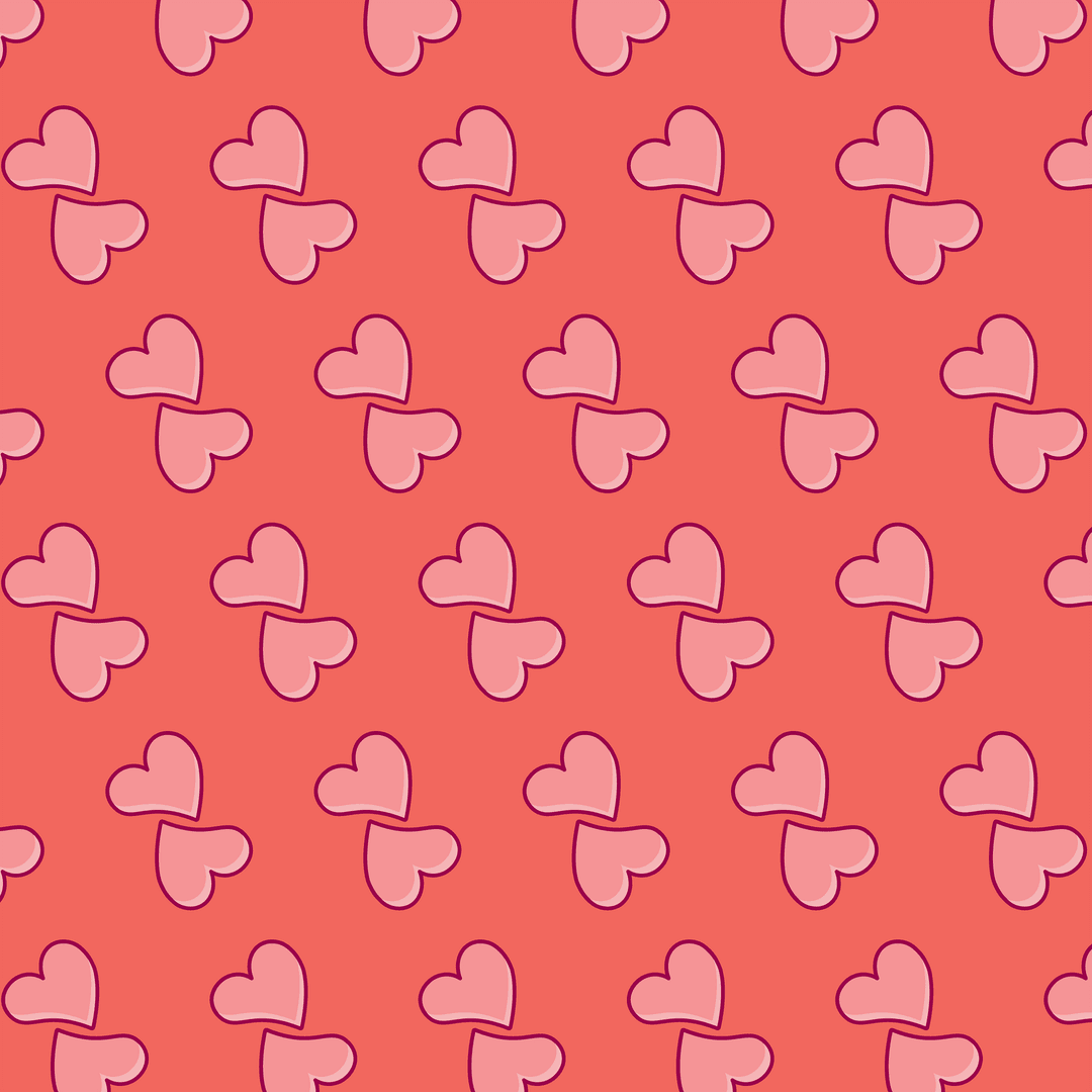 Pink Heart Pattern on Red and Transparent Background