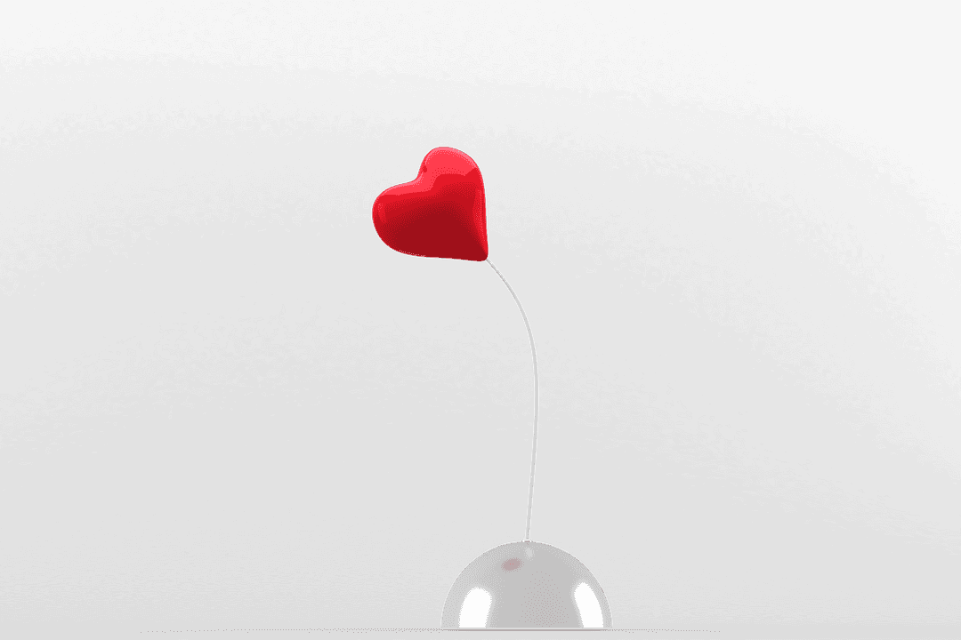 Floating Heart Shape Balloon on Transparent Background