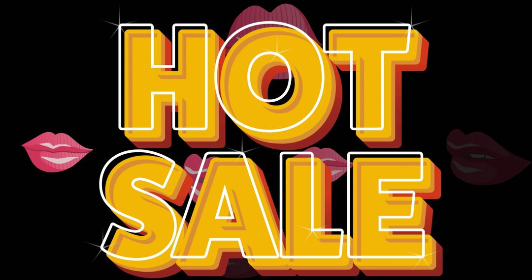 Bright Hot Sale Banner with Glossy Lips Elements