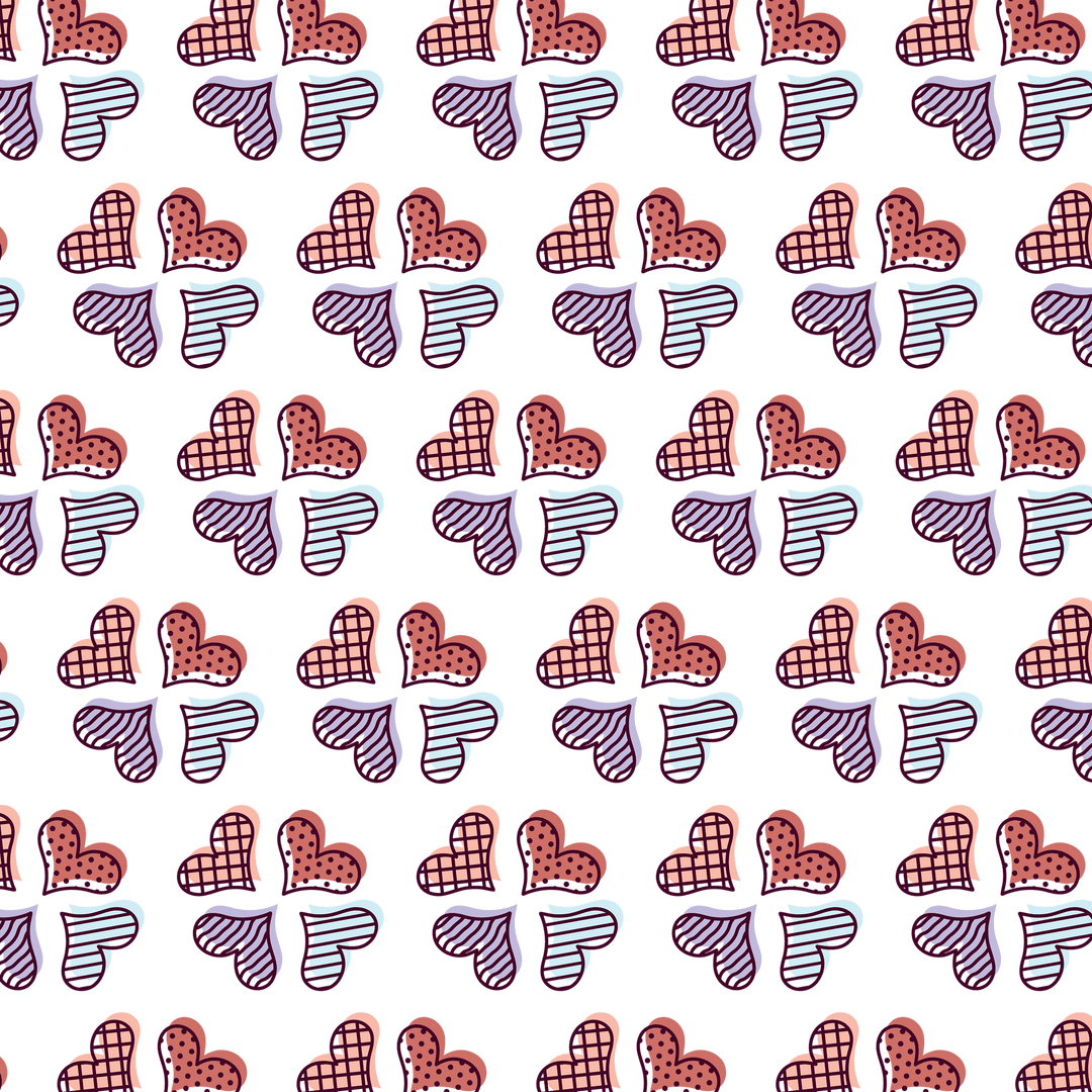 Stylized Transparent Heart Pattern Seamless Background