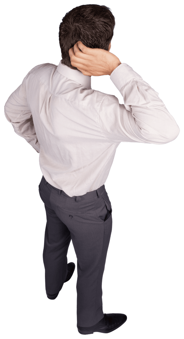 Transparent Back View Businessman Scratching Head Isolated