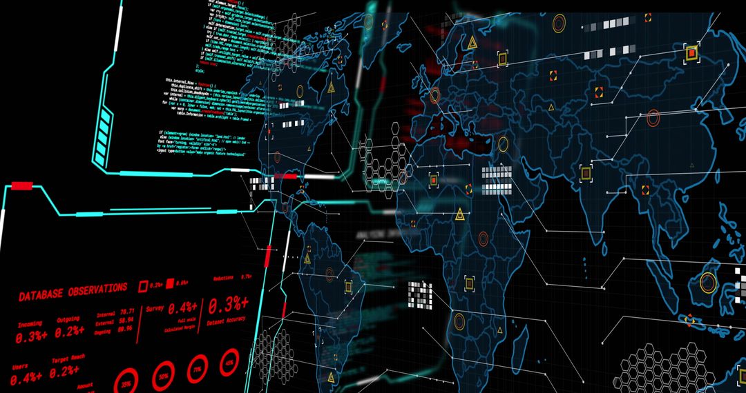 Digital Data Processing on Interface with World Map