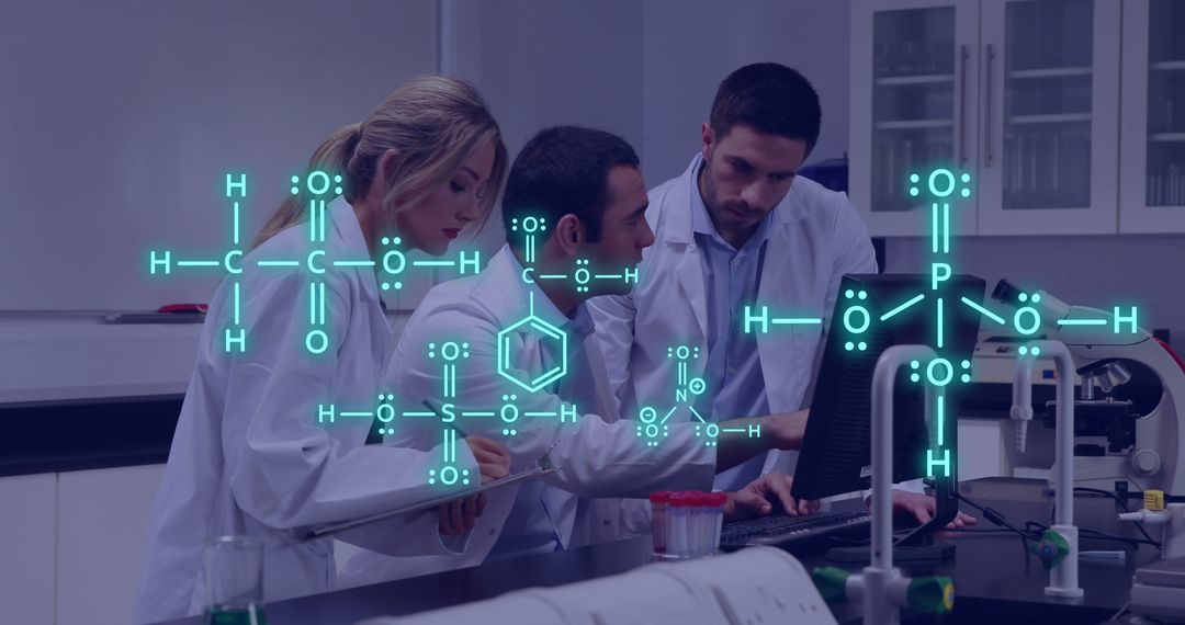 Scientists Analyzing Chemical Structures in Modern Laboratory - Free Images, Stock Photos and Pictures on Pikwizard.com