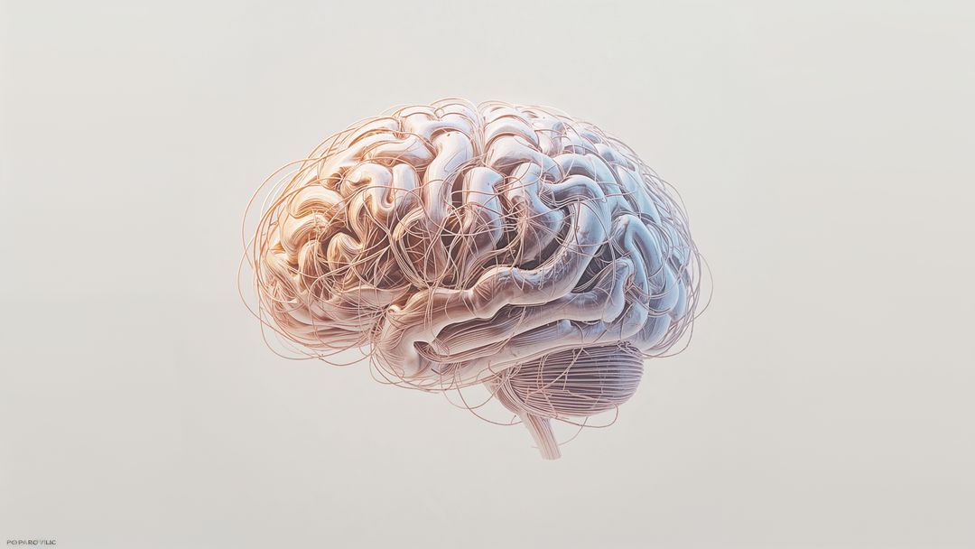 Futuristic 3D Rendering of Human Brain with Neural Network