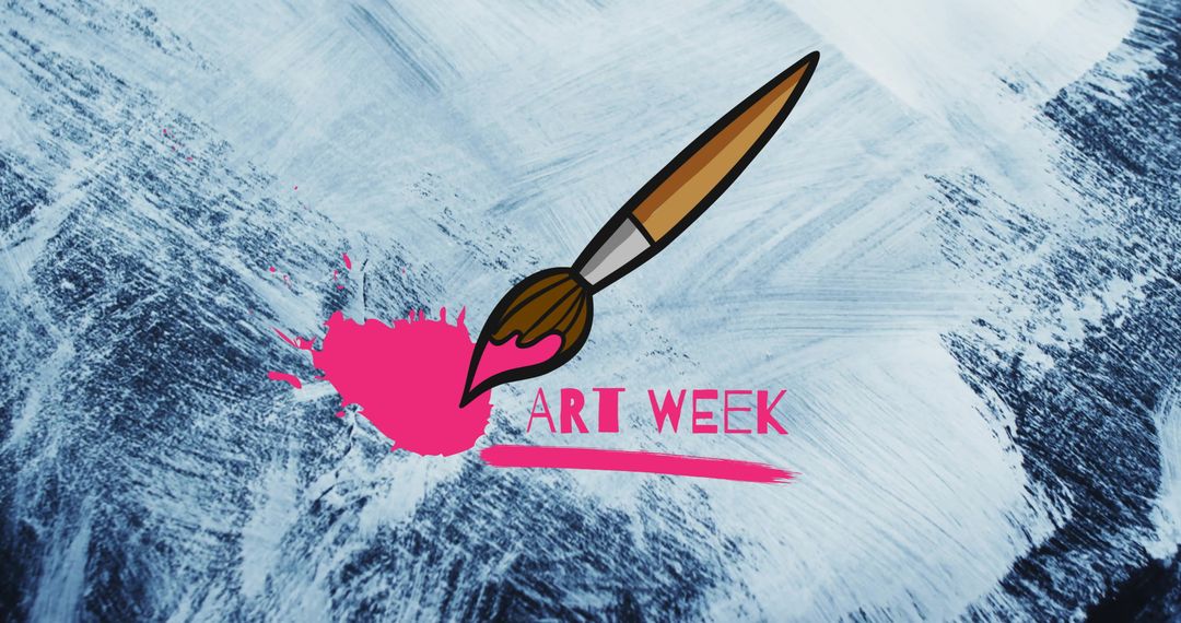 Art Week Celebration with Paintbrush and Splash on Textured Canvas