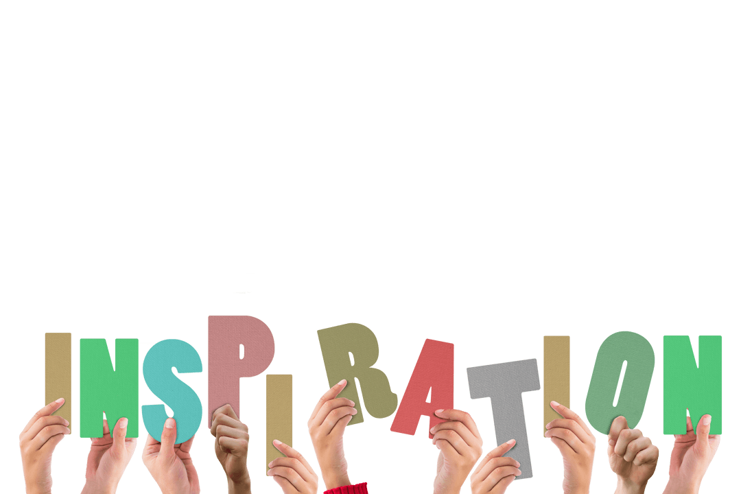 Hands Holding Inspiration Text on Transparent Background