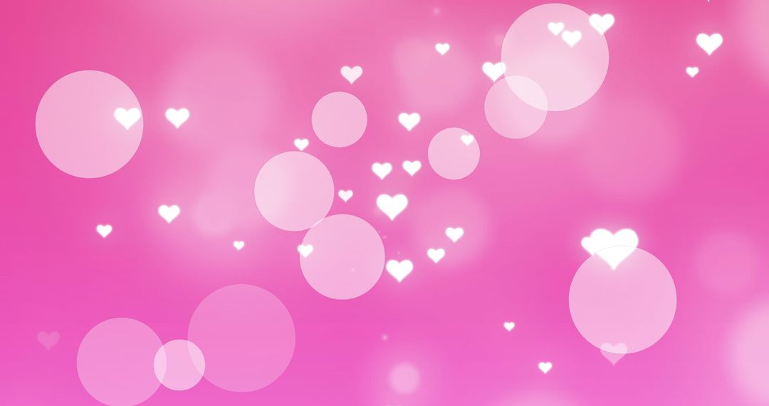 Pink Background with Hearts and Soft Glowing Circles