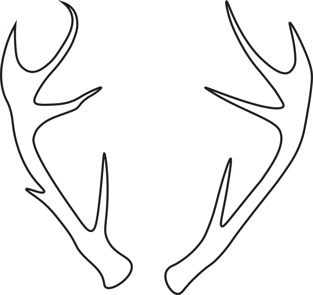 Stylized Deer Antlers on Transparent Background