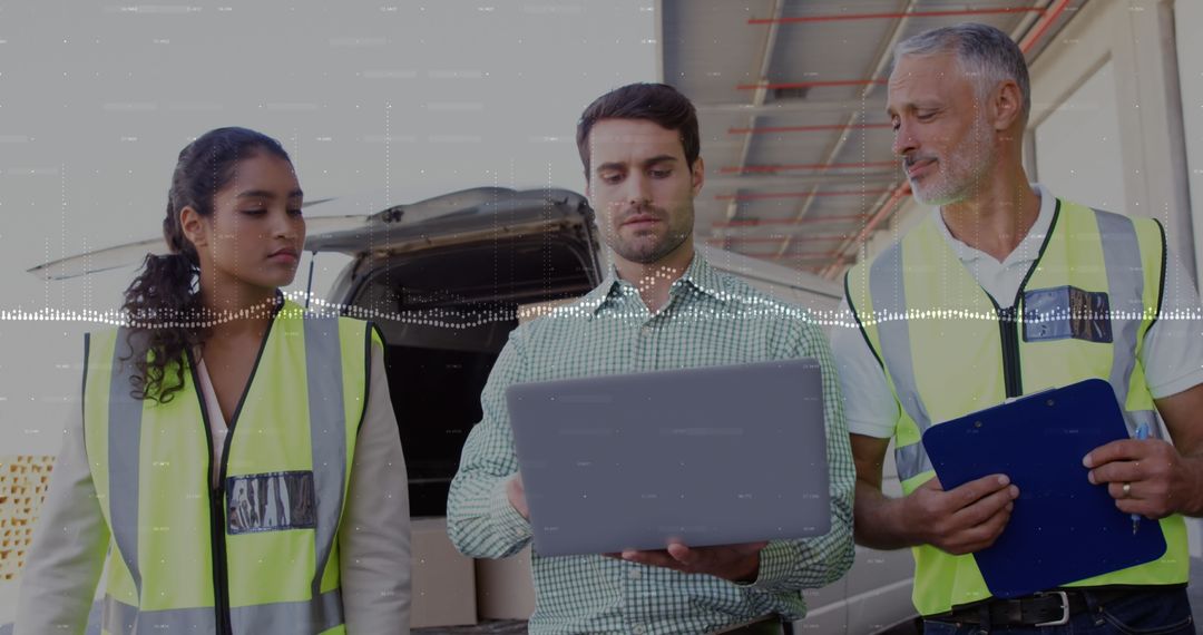 Digital Logistics Team Using Technology in Warehouse Operations