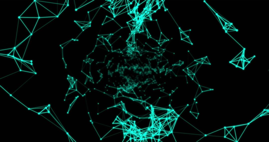 Futuristic Digital Network with Glowing Turquoise Lines