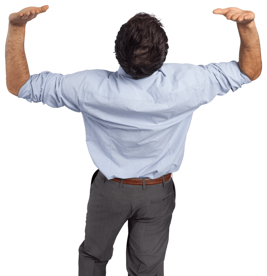 Transparent Businessman Gesture of Celebration Achieving Goals