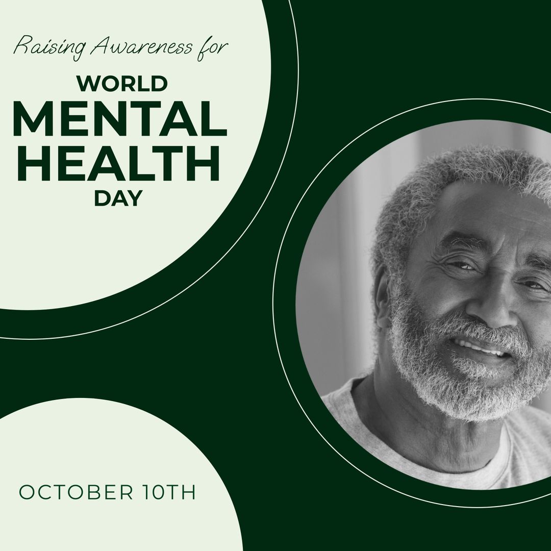 World Mental Health Day with Smiling Elderly Man Promoting Awareness