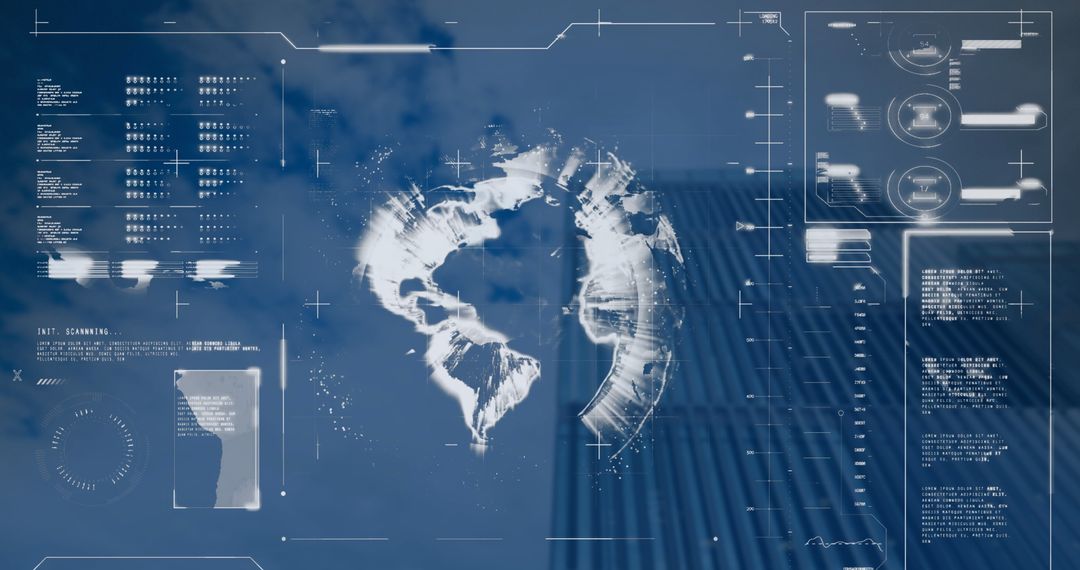 Futuristic Data Interface with Digital World Display