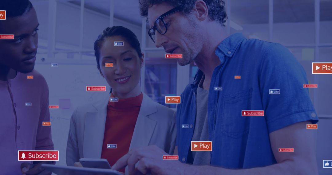 Diverse Team Engaging with Digital Technology and Data Analytics