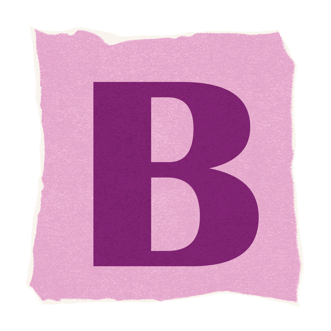 Bold Letter B on Torn Pink Paper with Transparency