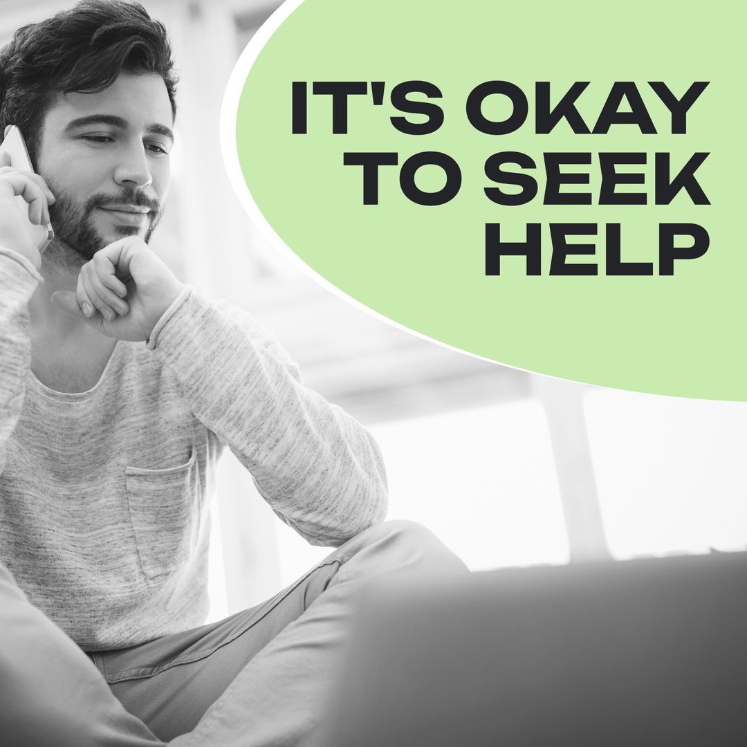 Smiling Man Encouraging Support Call on Smartphone