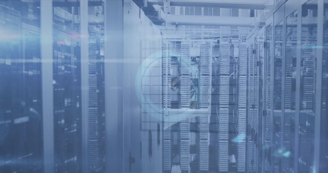 Futuristic Network Connections Technology in Server Room