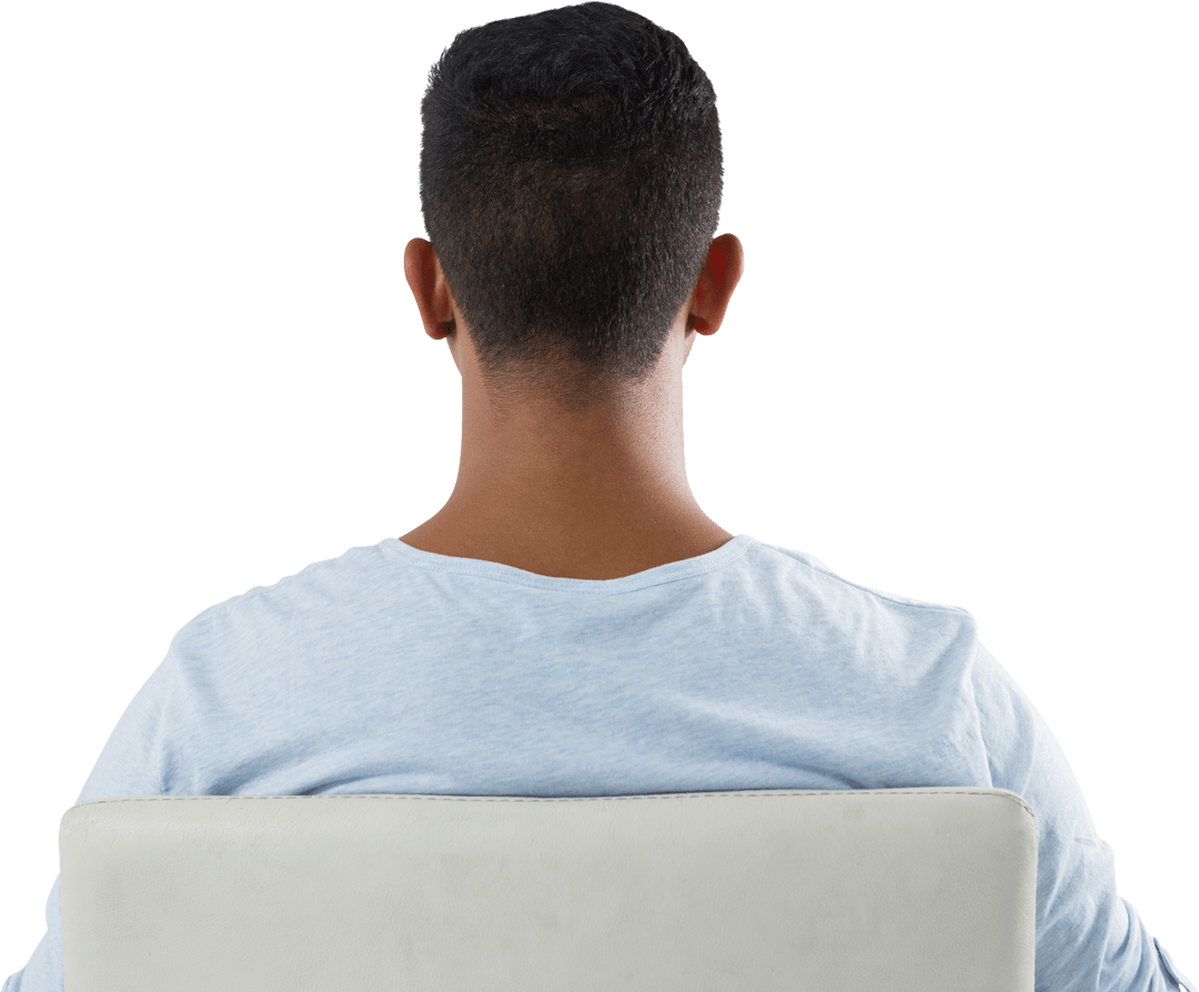 Transparent Rear View Man Sitting on a Chair