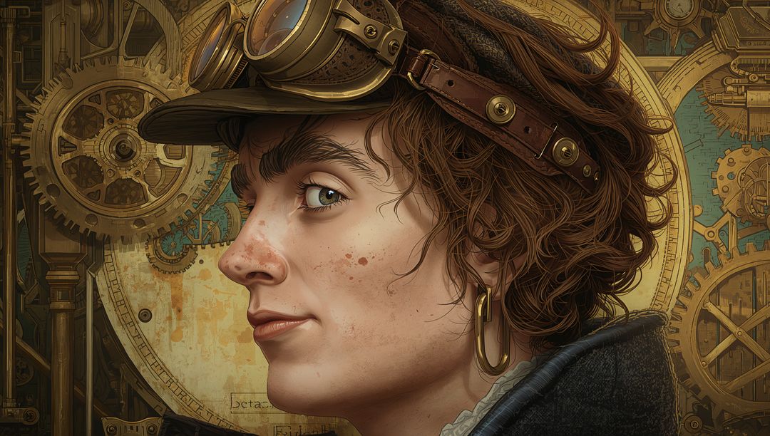 Steampunk Inventor in Vintage Gear Workshop