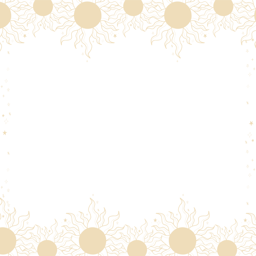 Abstract Sun Themed Decorative Border Design on Transparent Background