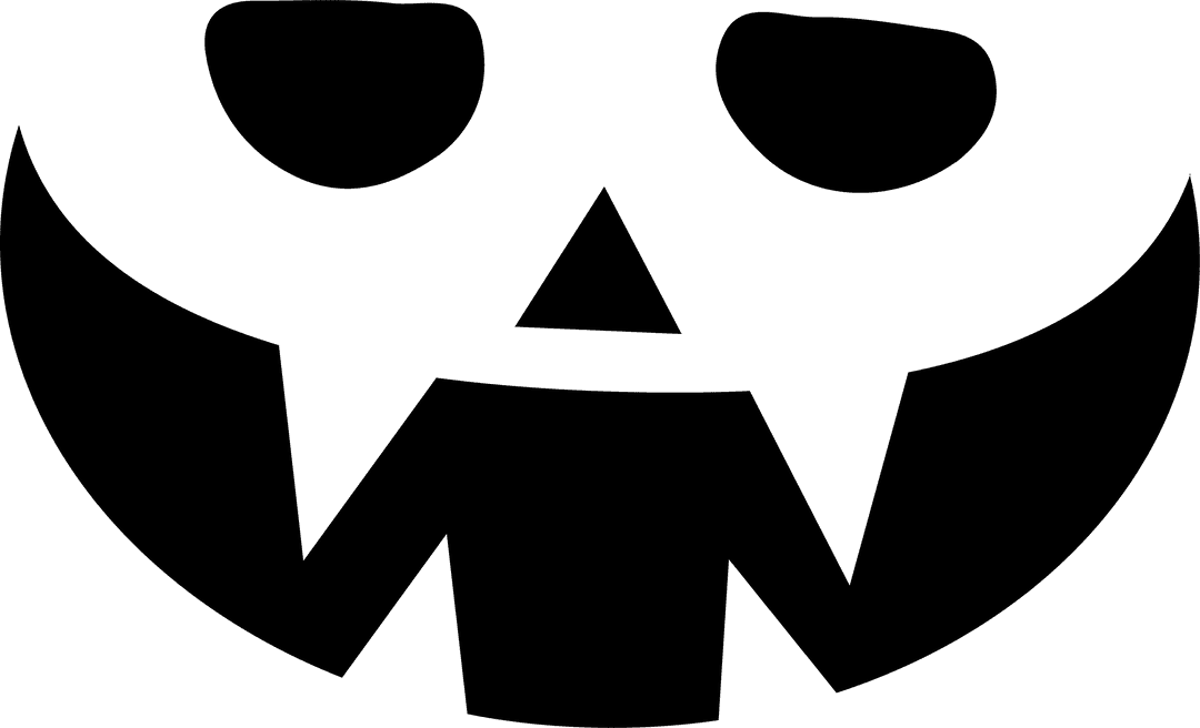 Stylized Carved Pumpkin Face with Transparent Background for Halloween