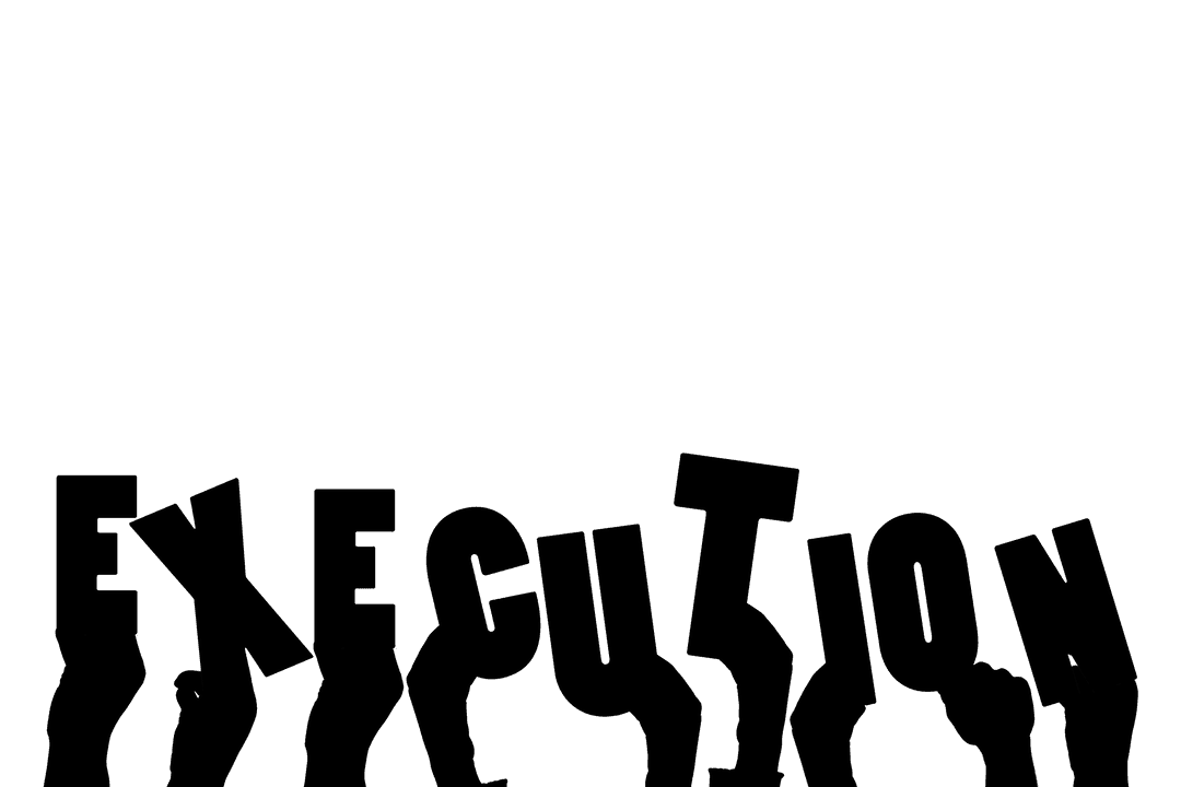 Transparent Hands Holding Execution Text Vector Illustration