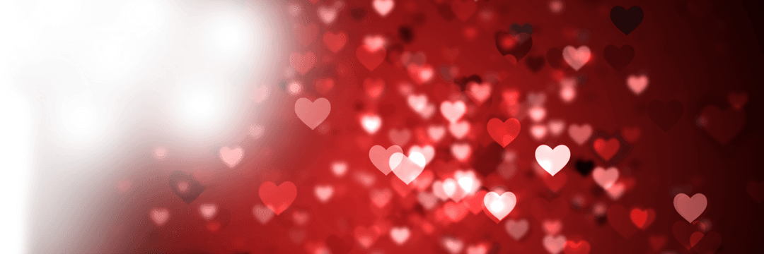 Transparent floating heart shapes in motion for romantic design