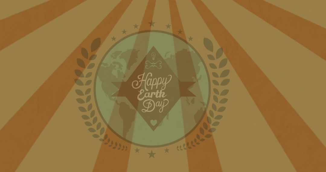 Retro Style Happy Earth Day Design with Globe and Leaves