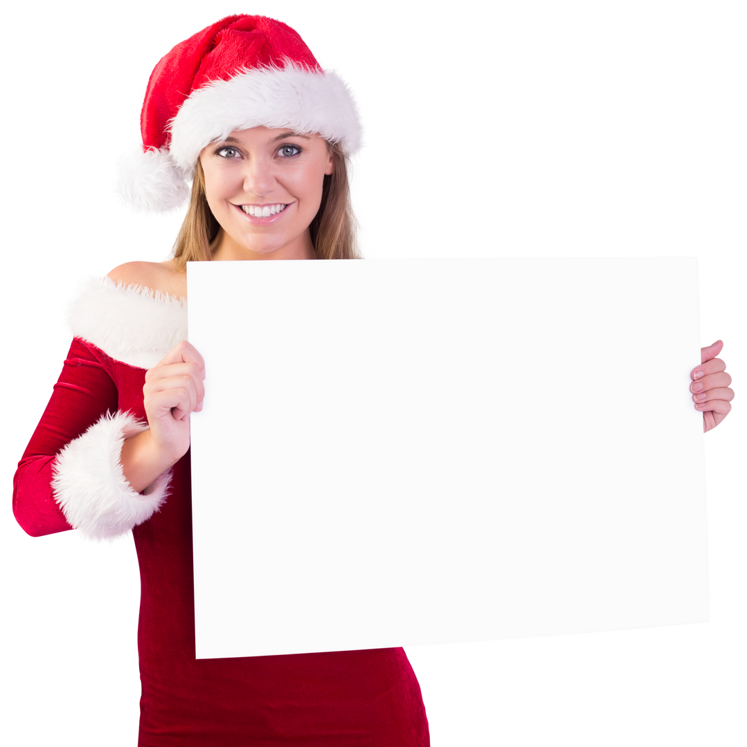 Transparent Christmas-themed Woman Holding Poster - Download Free Stock Images Pikwizard.com