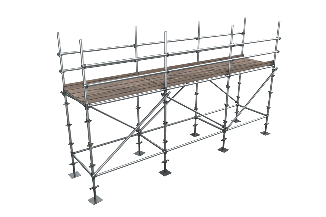Transparent 3D Model of Industrial Steel Scaffolding Framework