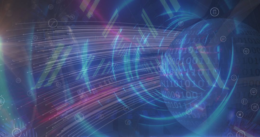 Futuristic Cybersecurity Digital Network with Binary Code