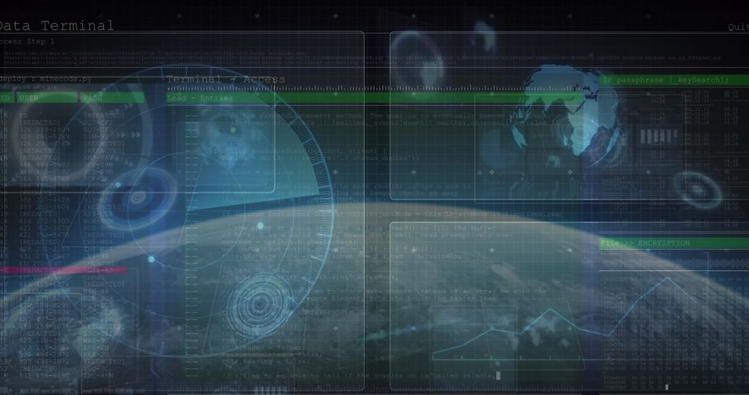 Digital Interfaces Circling Earth with Data Processes