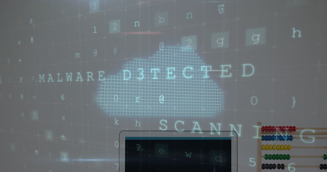 Cybersecurity Concept with Malware Detected Text on Digital Display